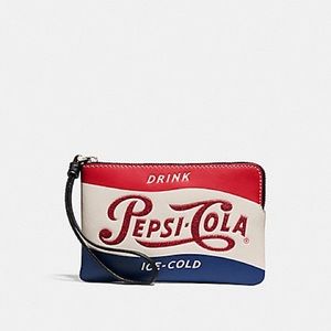 NWT Coach Pepsi-Cola corner zip wristlet
